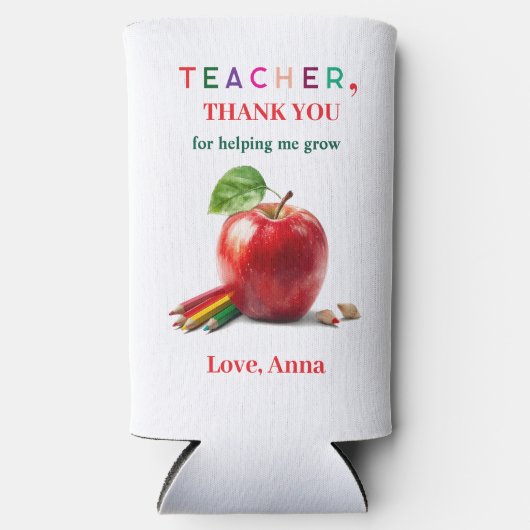 Teacher Gift – Can Cooler with Thank You Message (Voorkant)