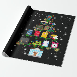 Teacher Gift Christmas tree with school related Cadeaupapier