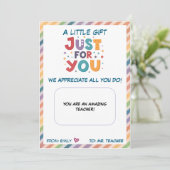 Teacher Gift Kaart Holder alleen voor jou waarderi (Staand voorkant)