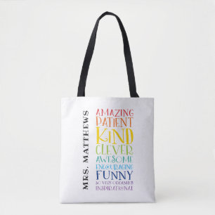TEACHER GIFT - kleurrijke regenboog die de woordst Tote Bag
