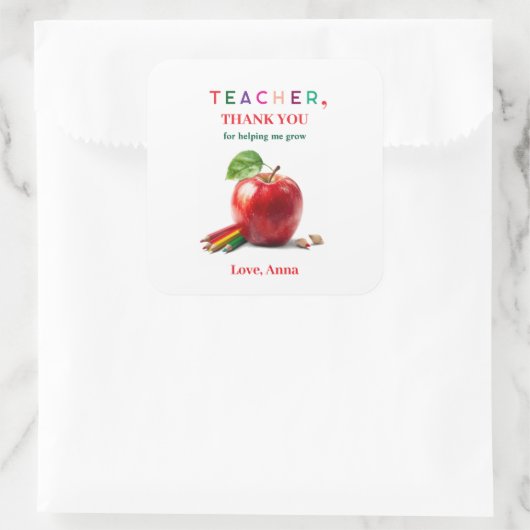 Teacher Gift - Sticker with Thank You Message (Tas)