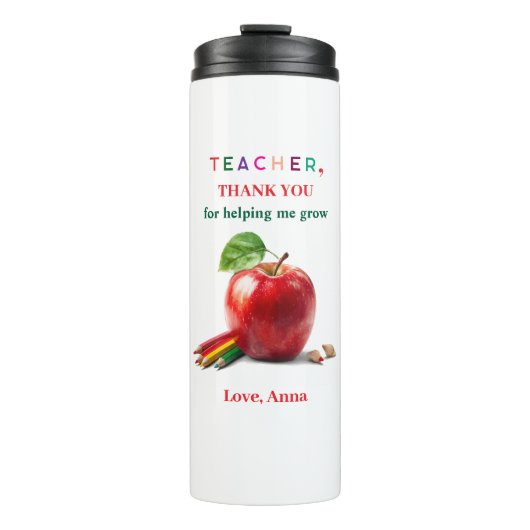 Teacher Gift – Thermal Tumbler Thank You Message Thermosbeker (Voorkant)