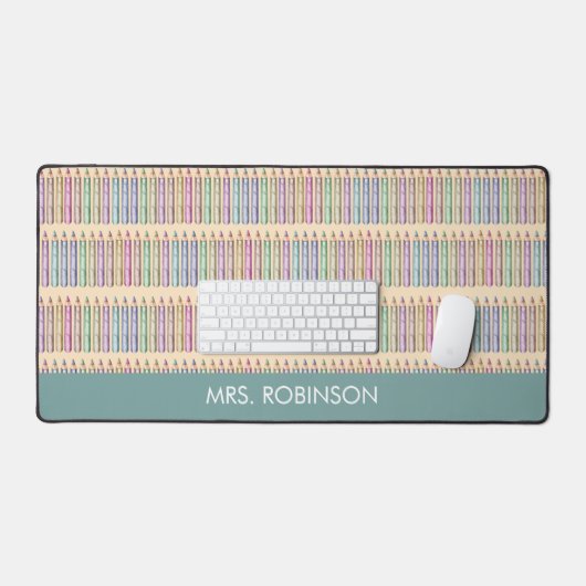 Teacher Gift Waterverf Patroon Gepersonaliseerd Bureaumat (Keyboard & Muis)