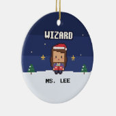Teacher Gift Wizard Pixel Christmas Ornament (Rechts)