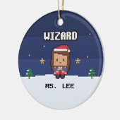 Teacher Gift Wizard Pixel Christmas Ornament (Links)