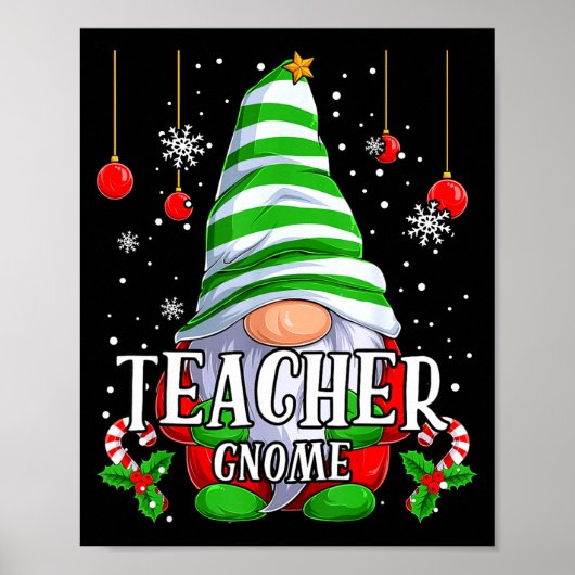 Teacher Gnome Christmas Pajamas Matching Family Gr Poster (Voorkant)