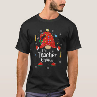 Teacher Gnome Xmas Matching Family Christmas Pajam T-shirt