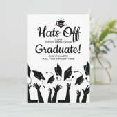 Teacher Graduation Hats Off Grad Photo Party Kaart (Staand voorkant)