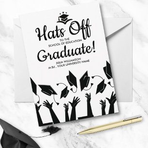 Teacher Graduation Hats Off Grad Photo Party Kaart