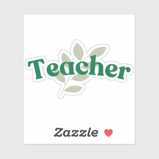 Teacher Green Leaf Sticker (Vel)