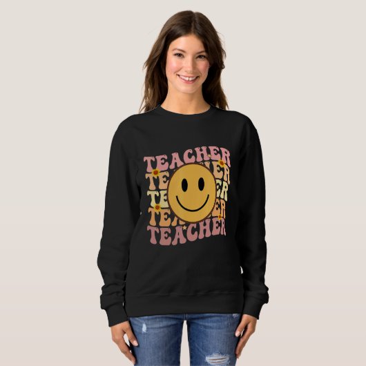 Teacher Groovy Retro Hippie 3 Trui (Voorkant volledig)