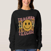 Teacher Groovy Retro Hippie 3 Trui (Voorkant)