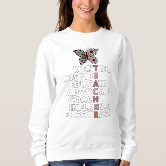 Teacher Group Gift Back Print Custom Boho Creweck Trui (Voorkant)