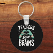 Teacher Halloween S 4th Grade Teachers Love Brains Sleutelhanger (Voorkant)