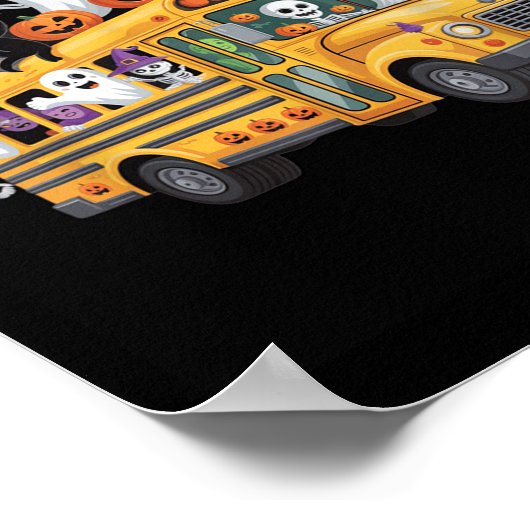 Teacher Halloween School Bus Driver Cute Ghost Wit Poster (Hoek)