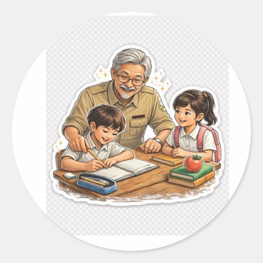Teacher Helping Students Sticker (Voorkant)