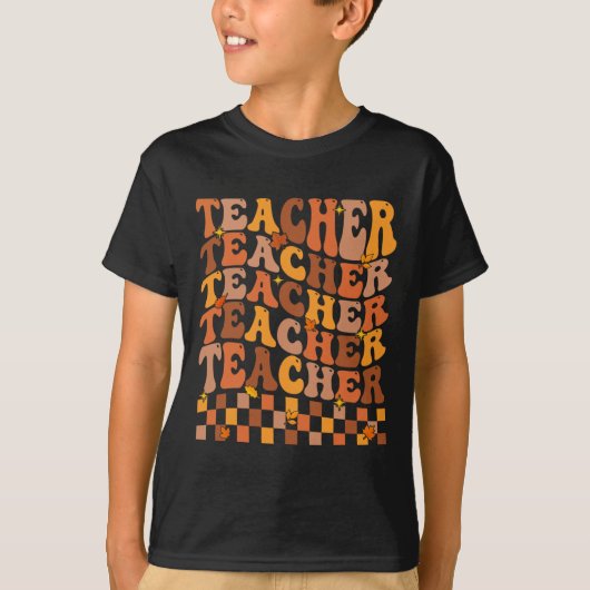 Teacher Herfst Autumn Vibes Terug naar School Mapl T-shirt (Voorkant)