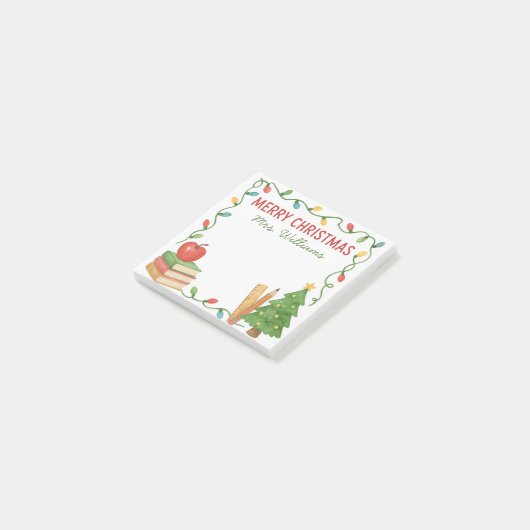 Teacher Holiday Christmas Sticky Post-it Notes (Schuin)