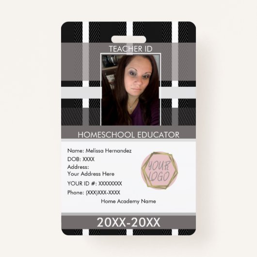 Teacher Homeschoting School Mam ID Pset Badge (Voorkant)