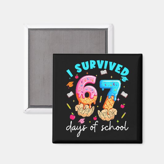 Teacher I Survived 67 Days Of School Funny Meme Ba Magneet (Voorkant / Achterkant)