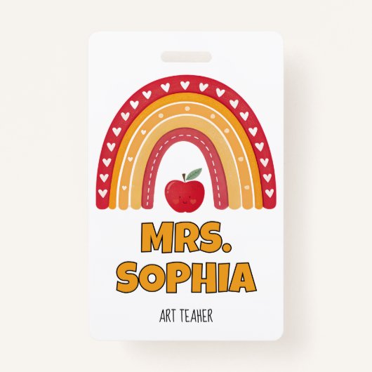 Teacher ID Badge Holder – Rainbow Design (Voorkant)