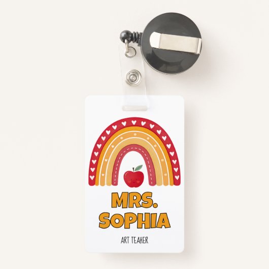 Teacher ID Badge Holder – Rainbow Design (Achterkant met intrekbare)