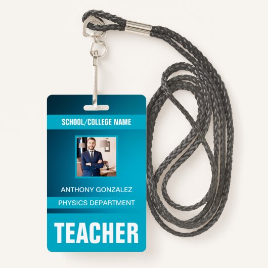 Teacher ID Kaart Badge (Voorkant met draagriem)