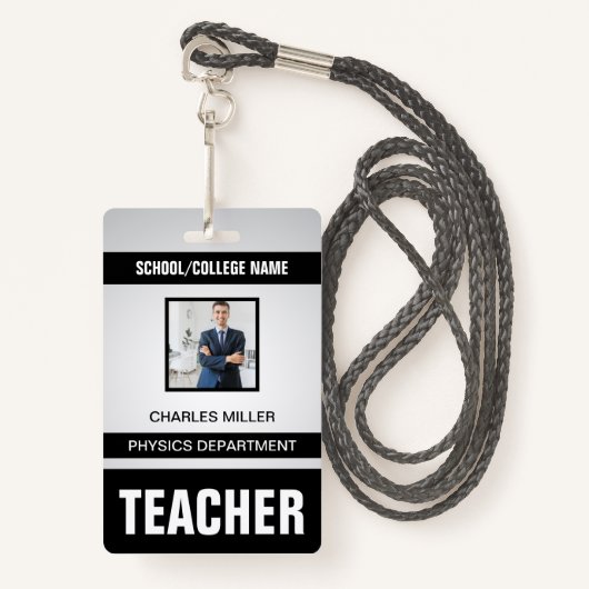 Teacher ID Kaart Badge (Voorkant met draagriem)