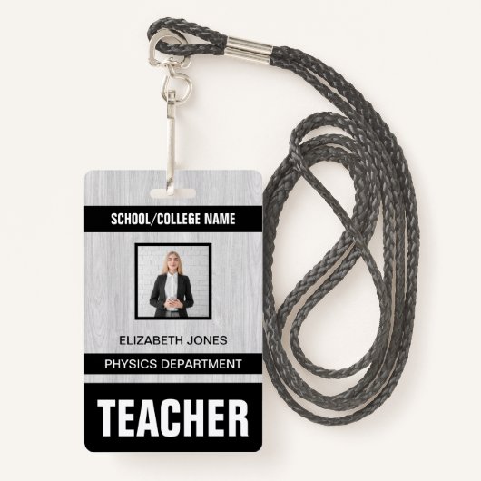 Teacher ID Kaart Badge (Voorkant met draagriem)