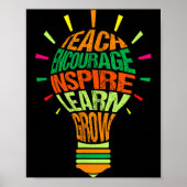 Teacher Insrational Definition Colorful Lightbulb  Poster (Voorkant)