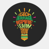 Teacher Insrational Definition Colorful Lightbulb  Ronde Sticker (Voorkant)