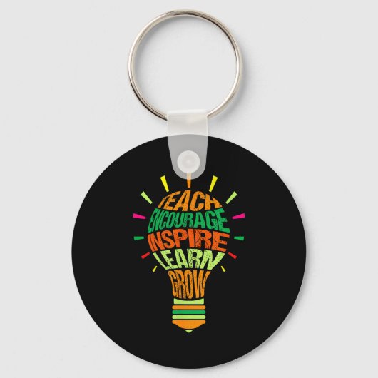 Teacher Insrational Definition Colorful Lightbulb  Sleutelhanger (Voorkant)