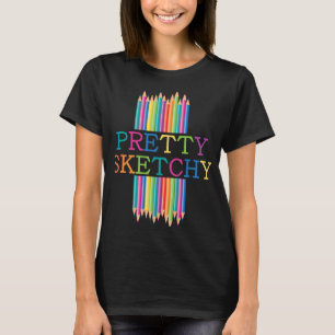 Teacher Job gekleurde potloden Art schetsmatige k T-shirt
