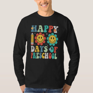 Teacher Kids Groovy 100 Days Happy 100th Day Of Pr T-shirt