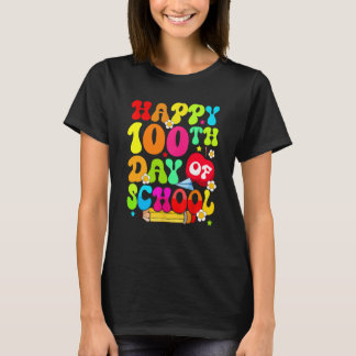 Teacher Kids Retro 100 Days Happy 100th Day Of Sch T-shirt