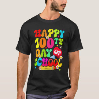 Teacher Kids Retro 100 Days Happy 100th Day Of Sch T-shirt
