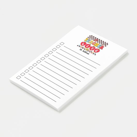 Teacher Life check list bekleed gepersonaliseerde Post-it® Notes (Schuin)