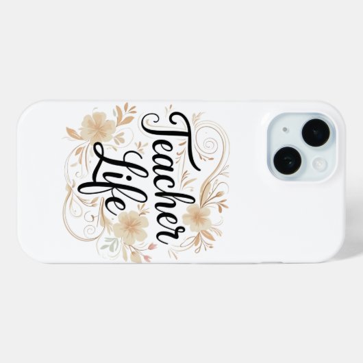 Teacher Life Floral Typography Design Case-Mate iPhone Case (Achterkant (horizontaal))