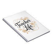 Teacher Life Floral Typography Design Notitieboek (Rechterzijde)