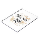 Teacher Life Floral Typography Design Notitieboek (Linkerzijde)