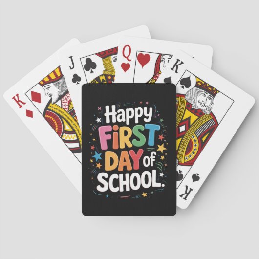 Teacher Life Gift Gelukkige eerste schooldag Pokerkaarten (Achterkant)