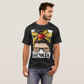 Teacher Life Messy Bun Bleached Women Back To Scho T-shirt (Voorkant volledig)