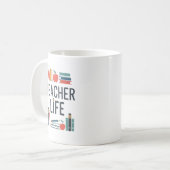 Teacher Life Modern Typography Design Koffiemok (Voorkant links)