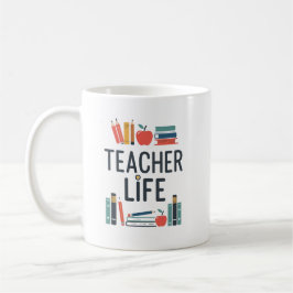Teacher Life Modern Typography Design Koffiemok