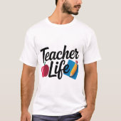 Teacher Life Shirt – Cute Apple & Pencil Design |  (Voorkant)