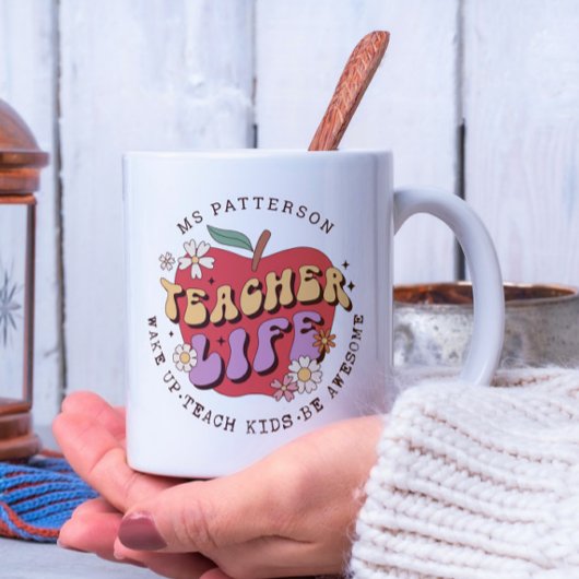 Teacher Life Wake Teach School gepersonaliseerde n Koffiemok