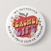 Teacher Life Wake Teach School gepersonaliseerde n Ronde Button 7,6 Cm (Voorkant)