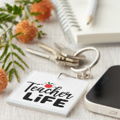 Teacher Life Wordart Sleutelhanger (Voorkant Rechts)