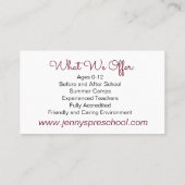 Teacher Little Hands Bouquet Visitekaartje (Achterkant)