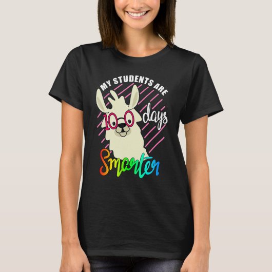 Teacher Llama lovers My Students are 100 Days smar T-shirt (Voorkant)